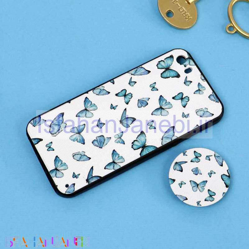 اصفهان جانبی-قاب فانتزی برجسته + پاپ سوکت طرح پروانه iPhone 5/5s سری D