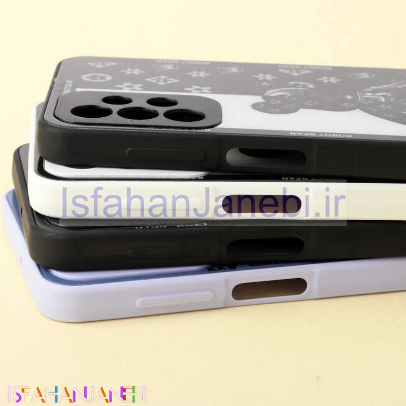 اصفهان جانبی-قاب پشت گلسی Robot Bear محافظ لنزدار Samsung Galaxy A23