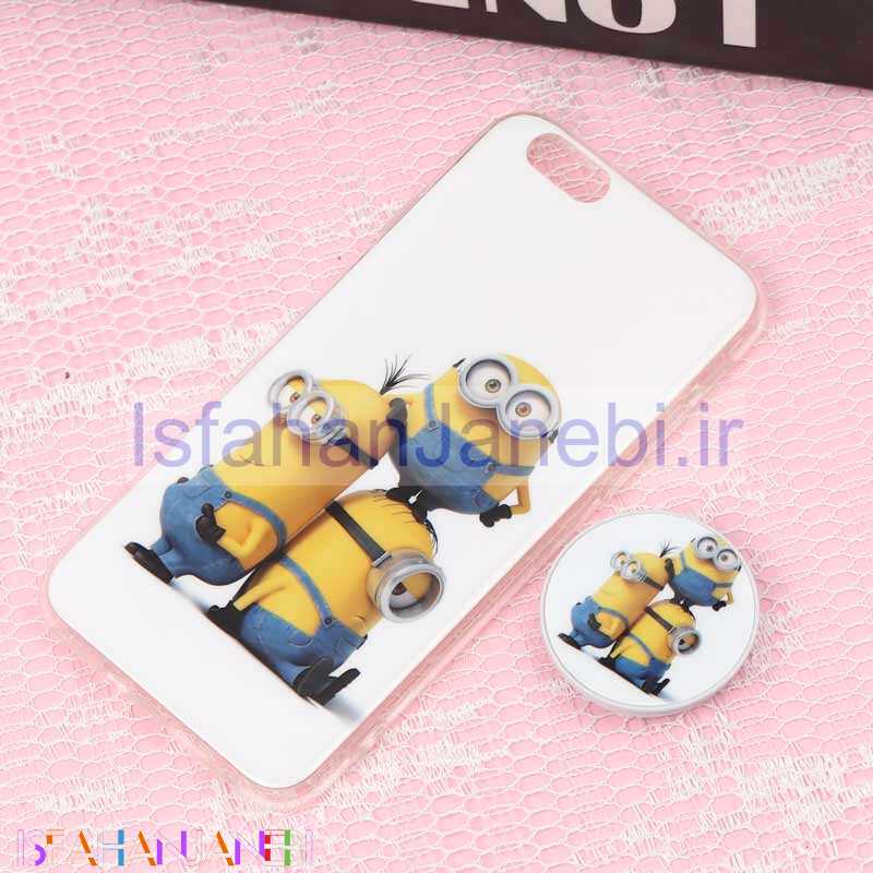 اصفهان جانبی-قاب سوپر IMD دور شفاف پاپ سوکت دار iPhone 6/6s مینیون