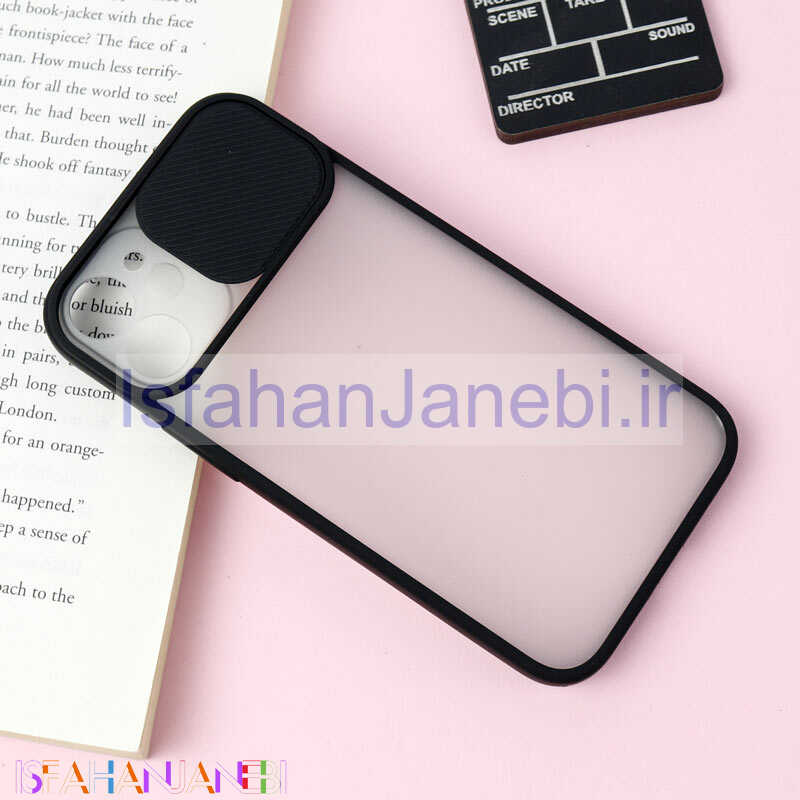 اصفهان جانبی-قاب PC مات محافظ لنز دار کشویی iPhone 12 Mini مشکی