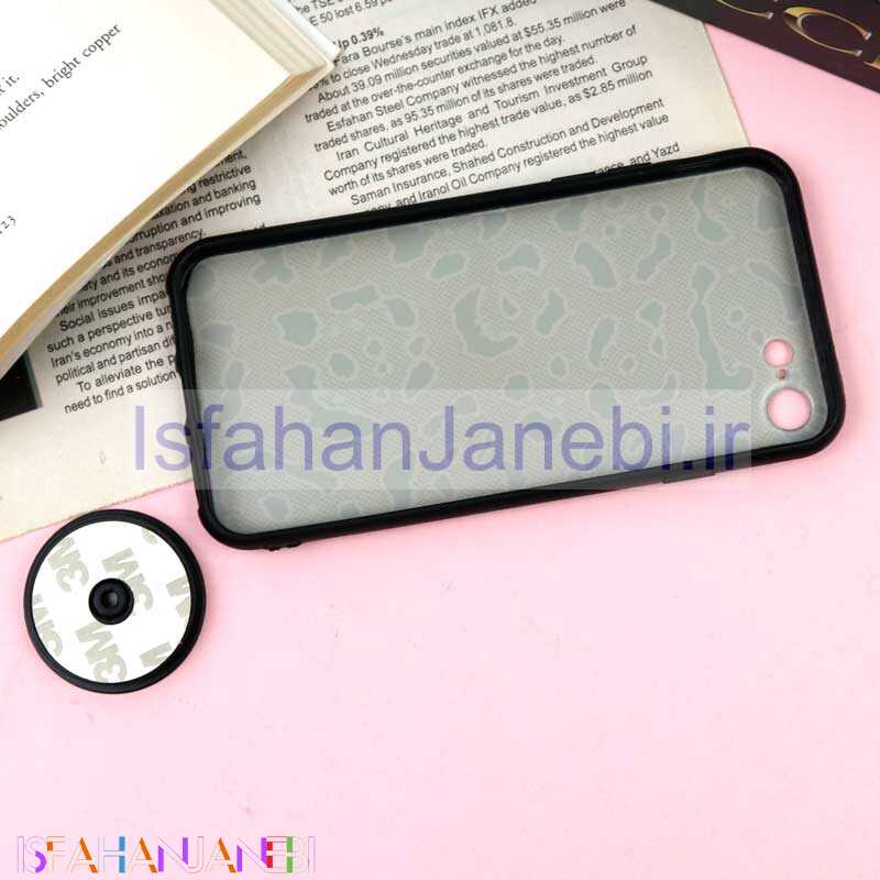 اصفهان جانبی-قاب فانتزی برجسته + پاپ سوکت طرح پلنگی iPhone 7/8 سری F