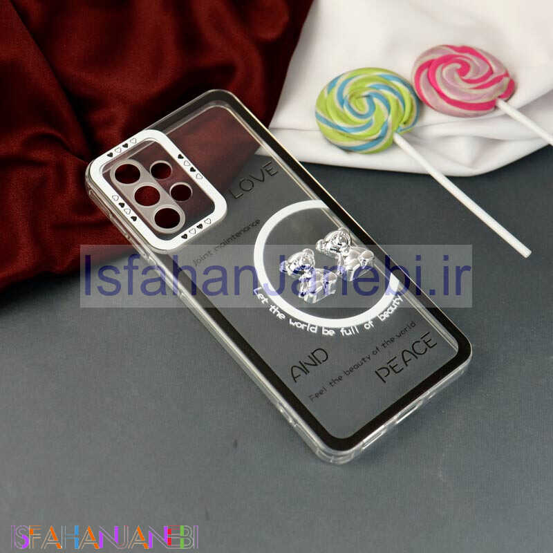 اصفهان جانبی-قاب عروسکی خرس نقره ای محافظ لنزدار Samsung Galaxy A33 5G