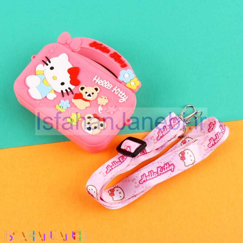اصفهان جانبی-کیف هندزفری سیلیکونی بنددار چمدانی Hello Kitty
