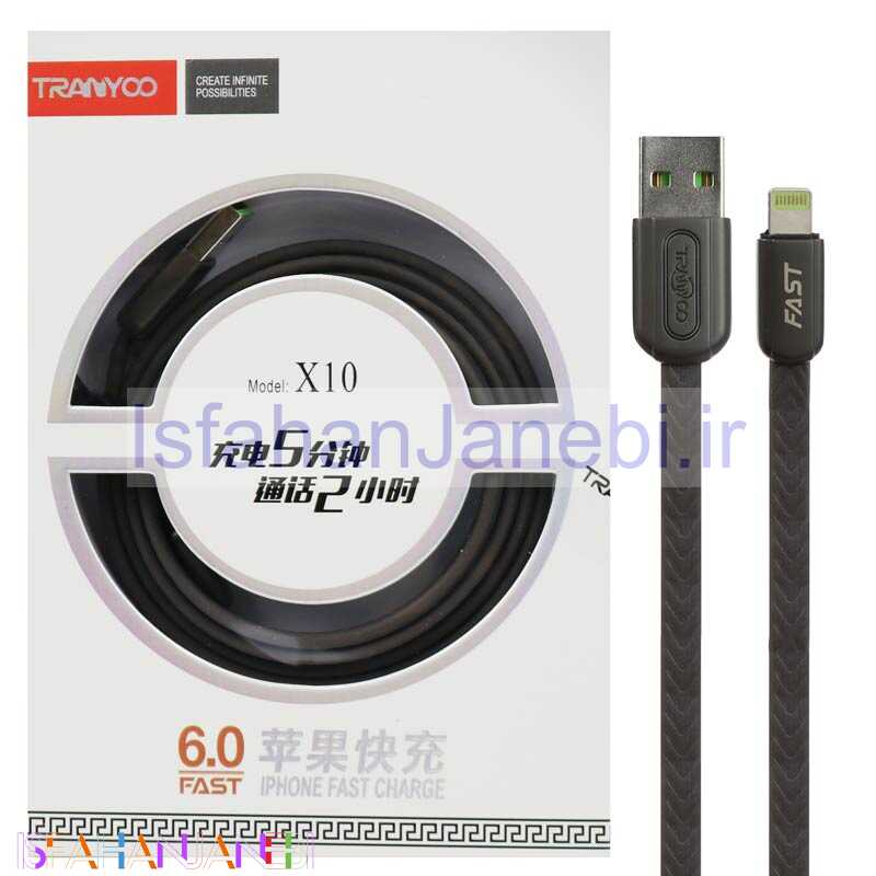 اصفهان جانبی-کابل آیفونی فست شارژ Tranyoo X10 6A 1m