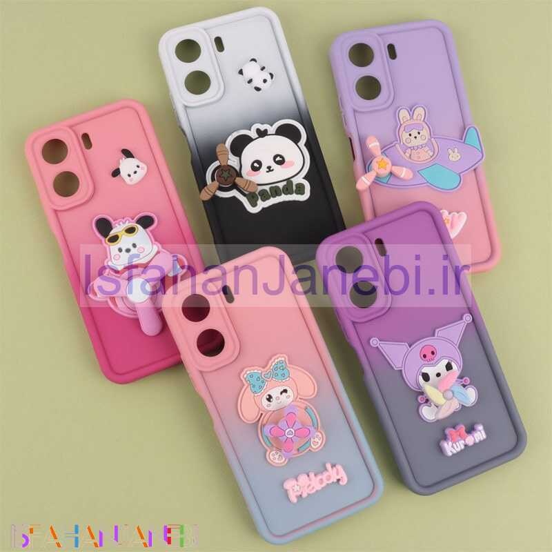 اصفهان جانبی-قاب سیلیکونی شیائومی Redmi 13C / Poco C65 اسپینردار محافظ لنزدار دورنگ