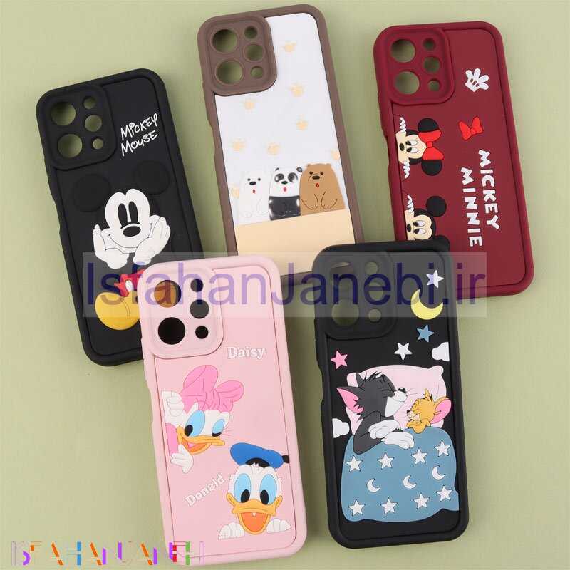 اصفهان جانبی-قاب سولید شیائومی Redmi 12 کارتونی برجسته محافظ لنزدار