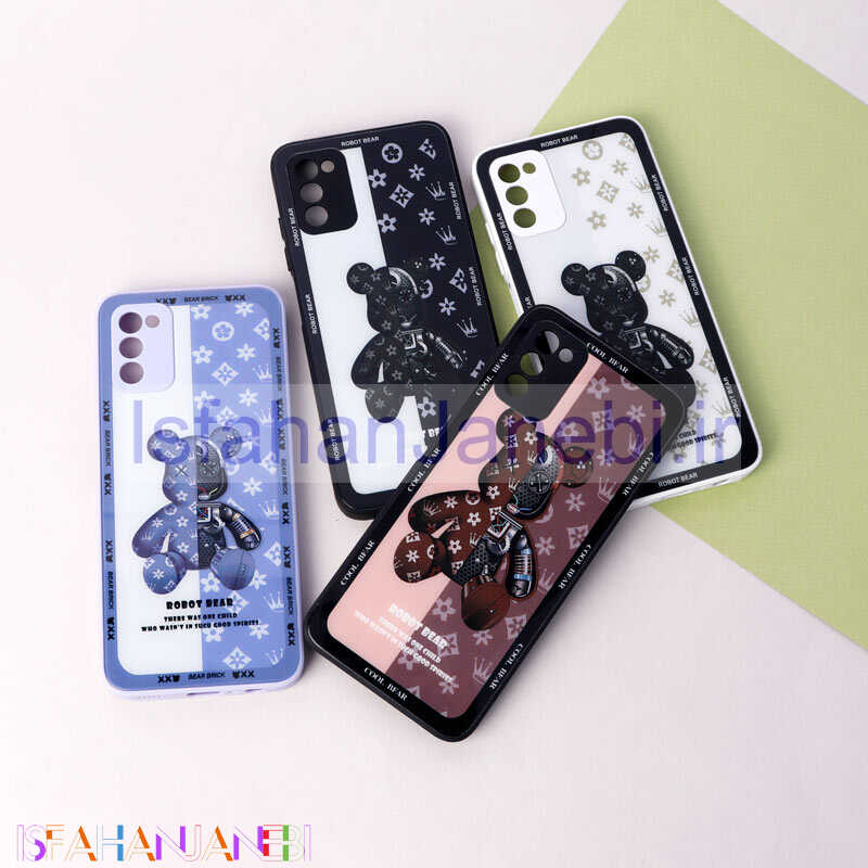 اصفهان جانبی-قاب پشت گلسی Robot Bear محافظ لنزدار Samsung Galaxy A03s / A02s