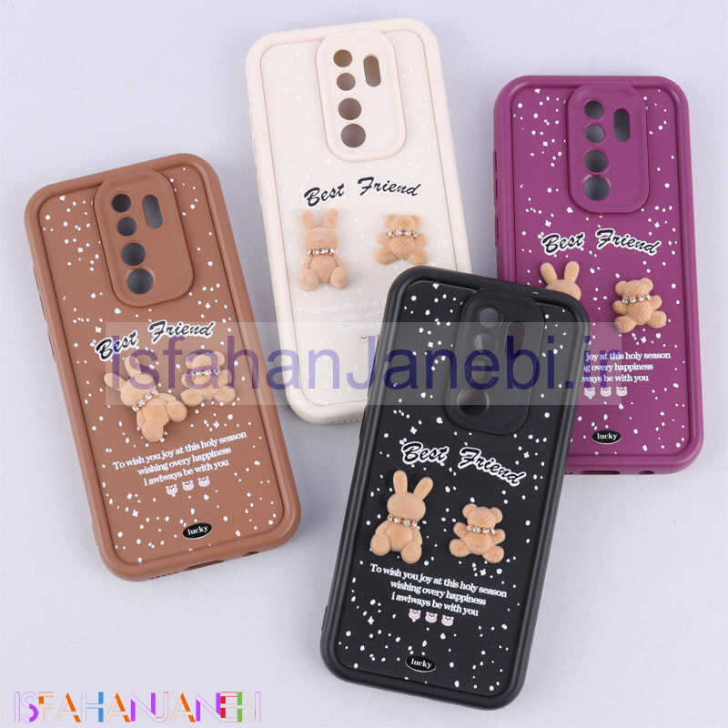 اصفهان جانبی-قاب سولید کیس عروسکی پشمالو محافظ لنزدار Xiaomi Redmi Note 8 Pro