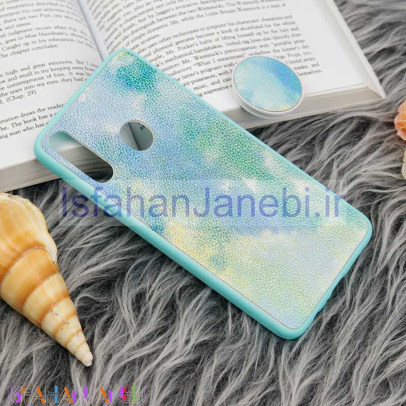 اصفهان جانبی-قاب چرمی هولوگرامی پاپ سوکت دار Samsung Galaxy A20s سبز آبی