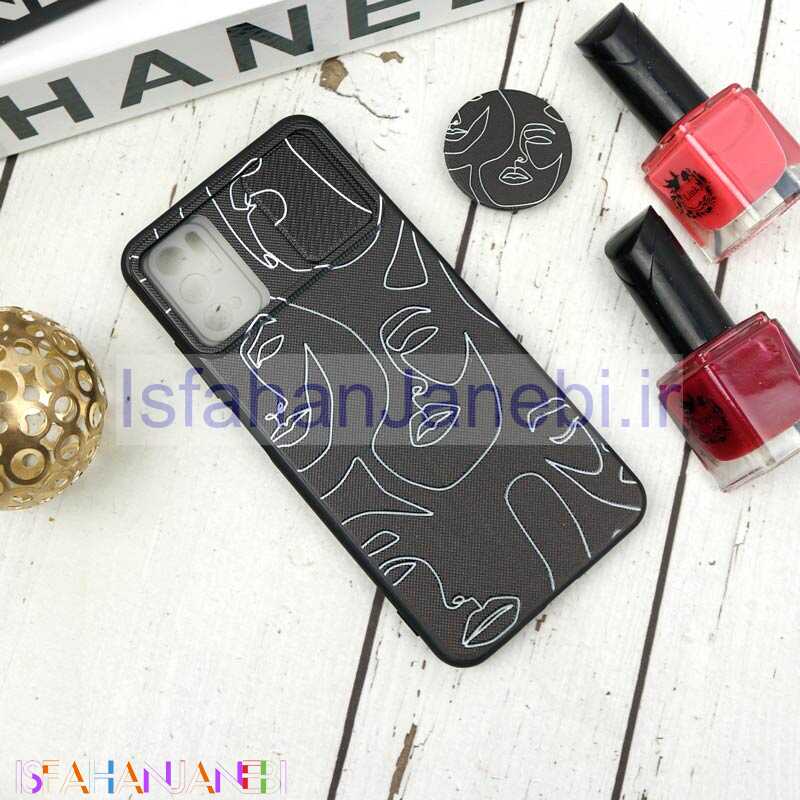 اصفهان جانبی-قاب طرحدار محافظ لنزدار کشویی + پاپ سوکت طرح چهره شیائومی Poco M3 Pro سری B