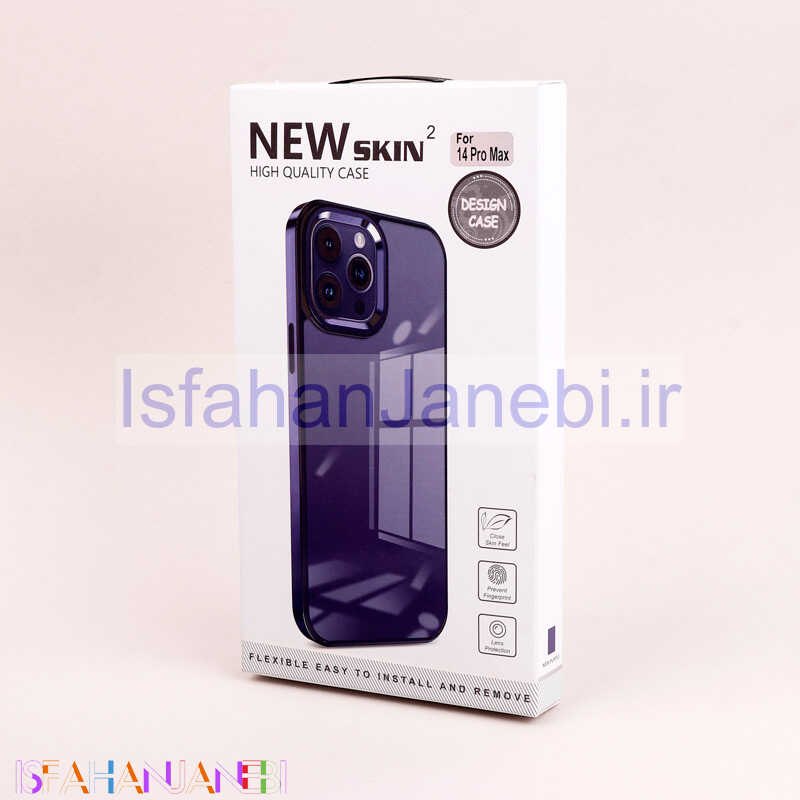 اصفهان جانبی-قاب PC متال ایرون New Skin دور رنگی پشت شفاف iPhone 14 Pro Max