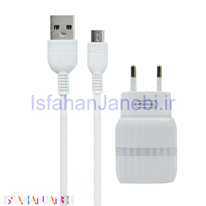 اصفهان جانبی-شارژر دیواری فست شارژ Tranyoo V50 2.4A 12W + کابل میکرو یو اس بی