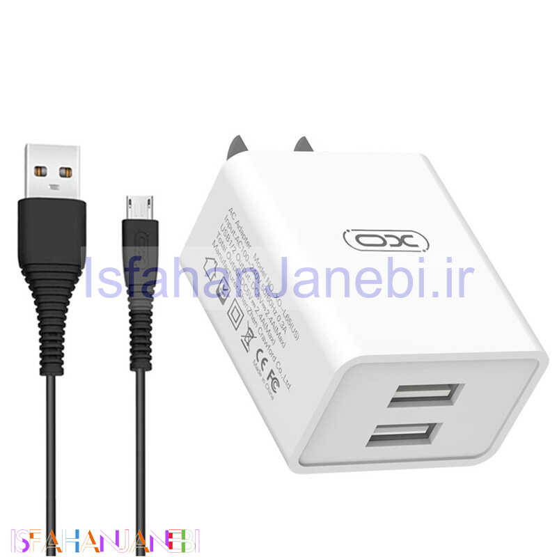 اصفهان جانبی-شارژر دیواری 12 وات ایکس او XO-L65-US 2.4A + کابل میکرو یو اس بی