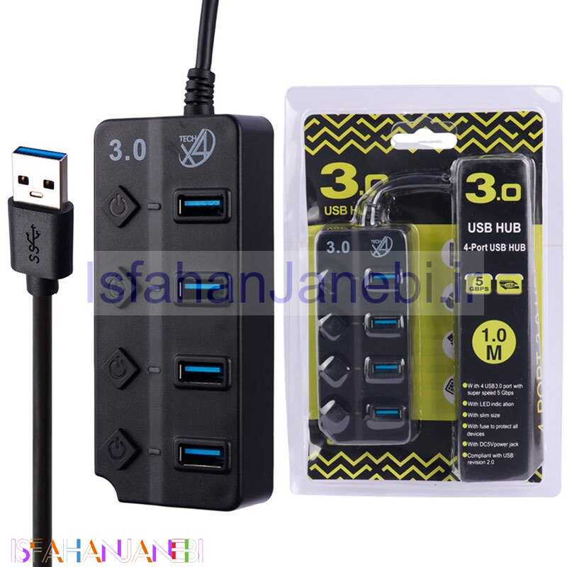 اصفهان جانبی-هاب 4 پورت USB 3.0 ایکس فورتک X504