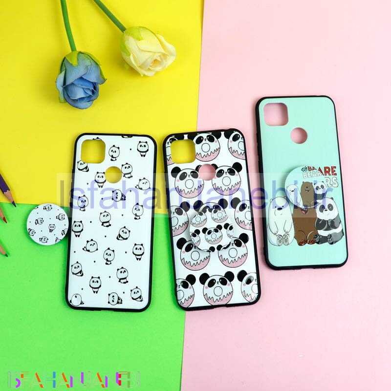 اصفهان جانبی-قاب فانتزی برجسته + پاپ سوکت طرح پاندا شیائومی Redmi 9C سری D