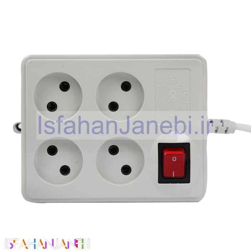 اصفهان جانبی-چند راهی 4 خانه بدون ارت پارت الکتریک با کابل 3 متر مدل PE329