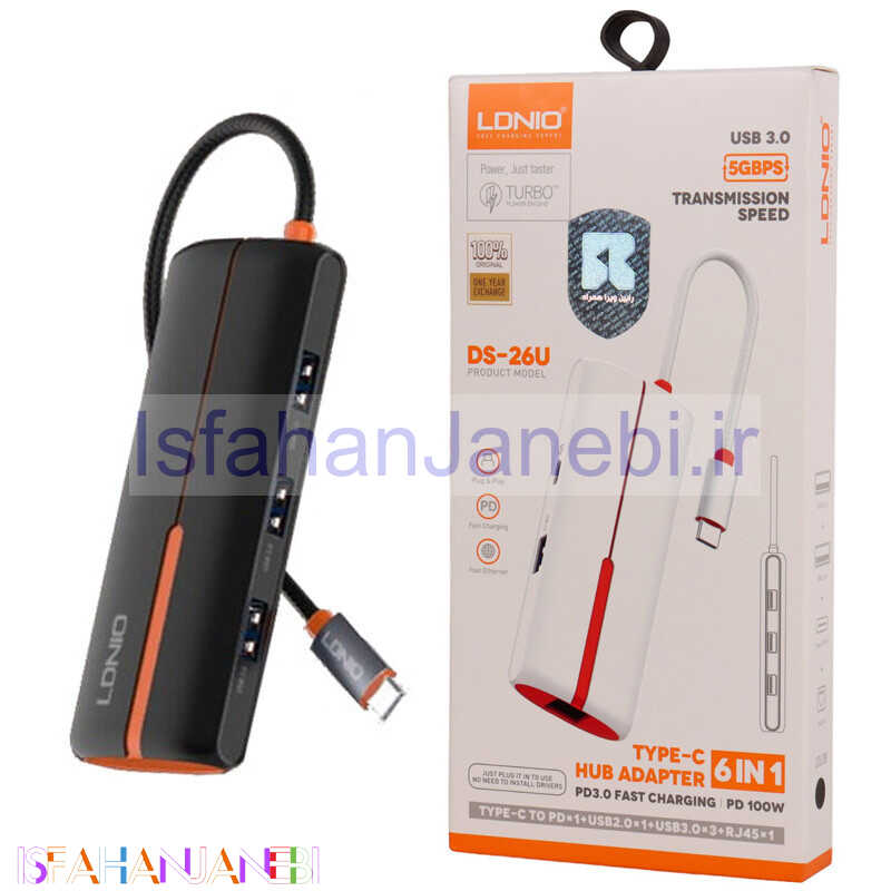 اصفهان جانبی-هاب 4 پورت Type-C الدینیو DS-26U