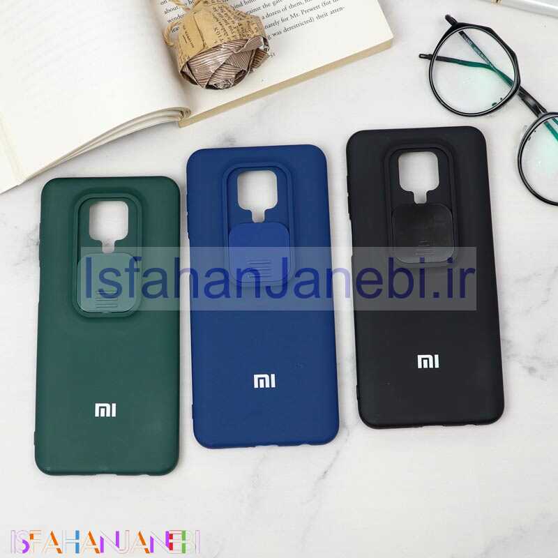 اصفهان جانبی-قاب سیلیکونی TPU محافظ لنزدار کشویی Xiaomi Redmi Note 9s / Note 9 Pro دارک