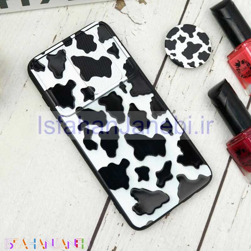 اصفهان جانبی-قاب طرحدار محافظ لنزدار کشویی + پاپ سوکت طرح سیاه و سفید شیائومی Redmi Note 8 Pro سری B