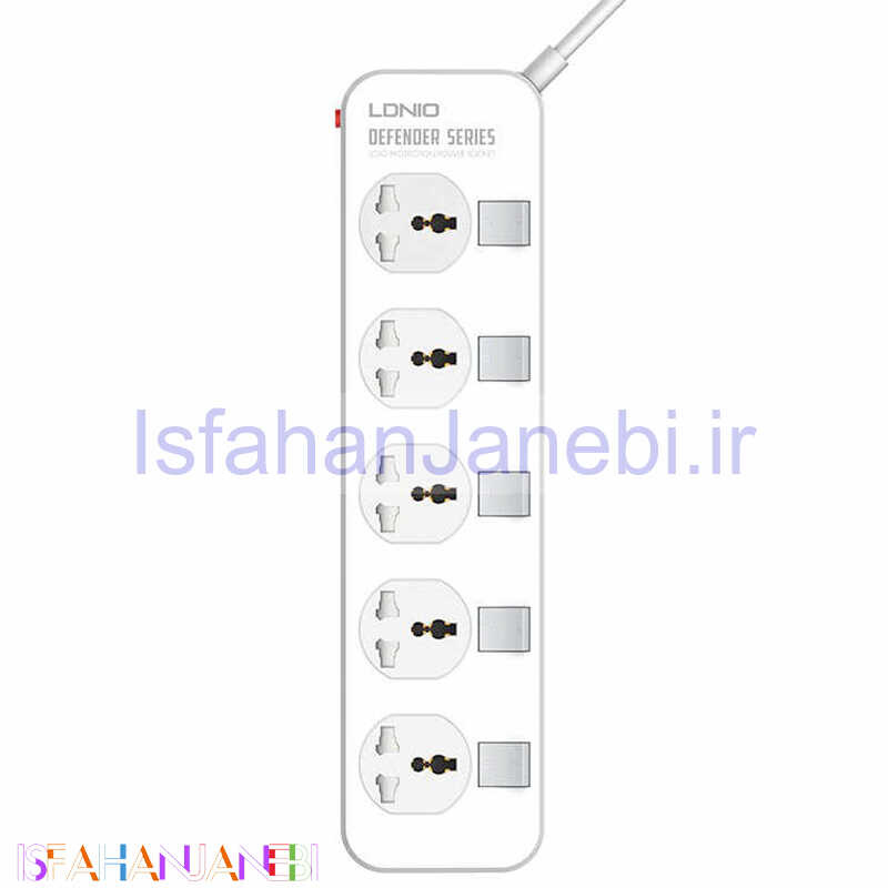 اصفهان جانبی-چند راهی 5 خانه برق الدینیو LDNIO SC5006 با کابل 2 متری