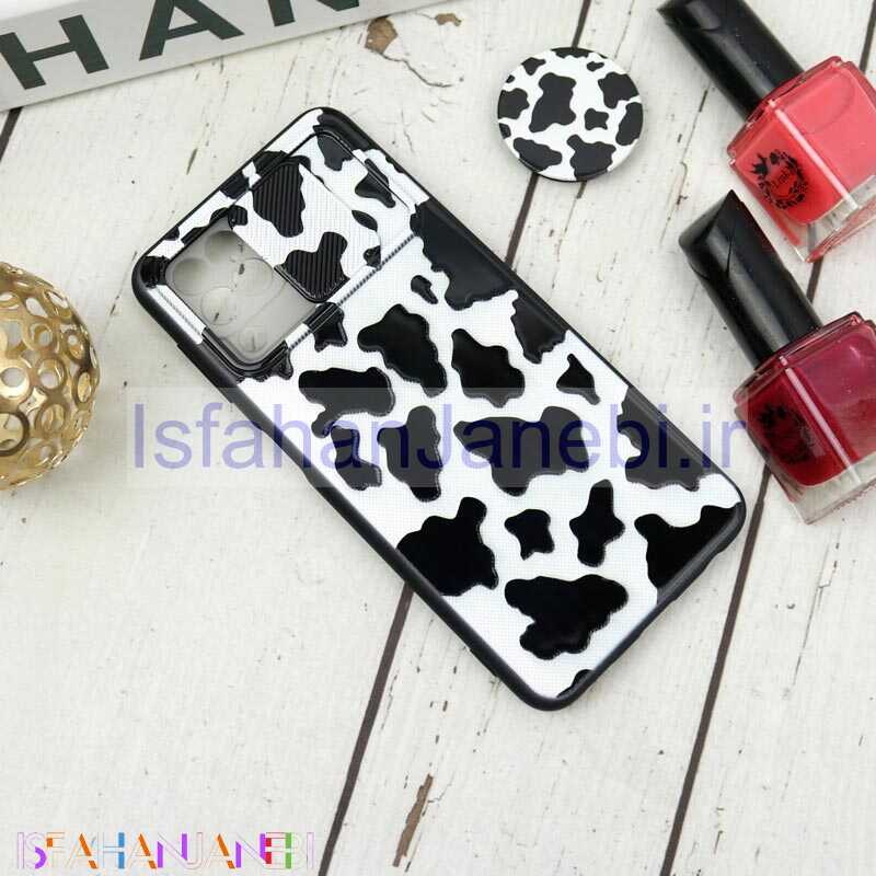 اصفهان جانبی-قاب طرحدار محافظ لنزدار کشویی + پاپ سوکت طرح سیاه و سفید سامسونگ A22 4G سری B