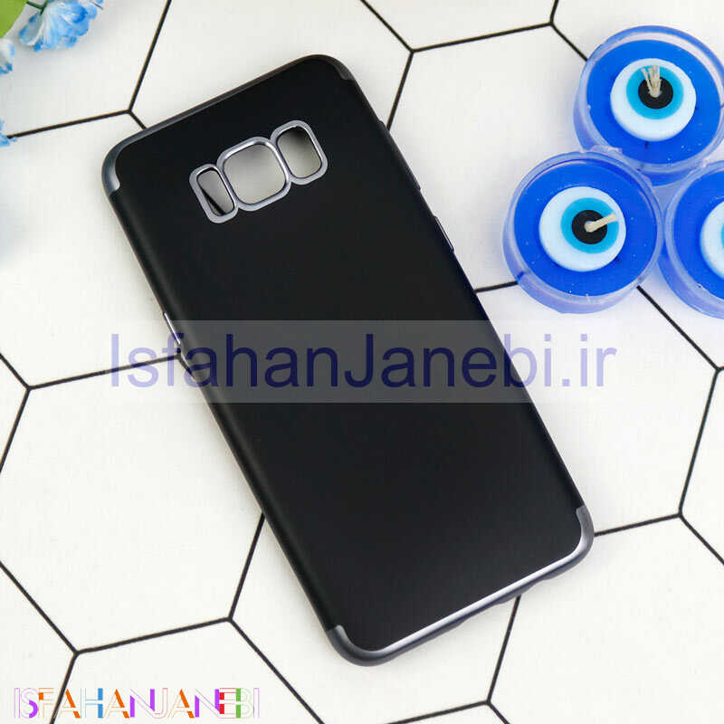 اصفهان جانبی-قاب ژله ای مات Samsung Galaxy S8 مشکی دور نقره ای