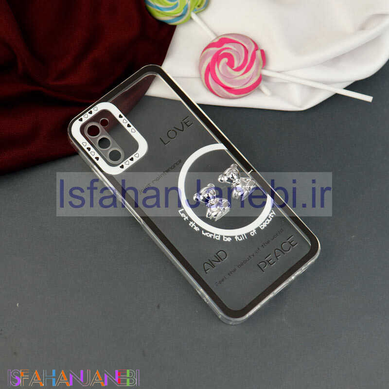 اصفهان جانبی-قاب عروسکی خرس نقره ای محافظ لنزدار Samsung Galaxy A03s / A02s