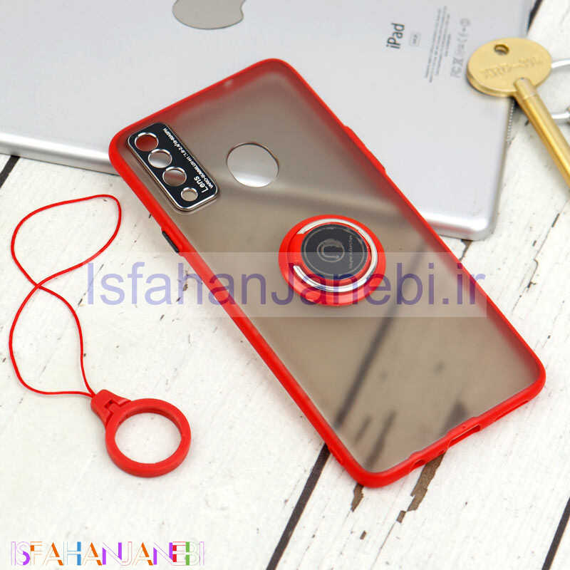 اصفهان جانبی-قاب مات محافظ لنزدار فلزی + هولدر و آویز حلقه ای Samsung Galaxy A20s