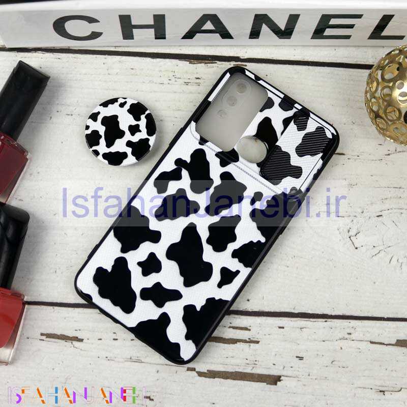 اصفهان جانبی-قاب طرحدار محافظ لنزدار کشویی + پاپ سوکت طرح سیاه و سفید سامسونگ A10s سری B