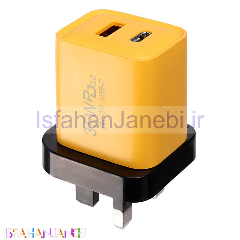 اصفهان جانبی-کلگی فست شارژ Genuine M-1 3Pin 2Port QC3.0 PD3.0 3.4A 35W شرینک