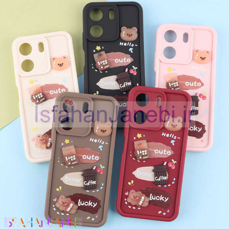 اصفهان جانبی-قاب سولید کیس عروسکی پاستیلی محافظ لنزدار Xiaomi Redmi 13C / Poco C65
