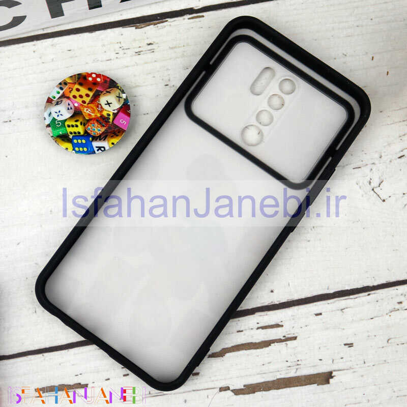 اصفهان جانبی-قاب طرحدار محافظ لنزدار کشویی + پاپ سوکت طرح تاس شیائومی Redmi 9 سری B