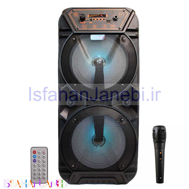 اصفهان جانبی-اسپیکر چمدانی بلوتوثی رم و فلش خور Kolav-E61 + میکروفون و ریموت کنترل