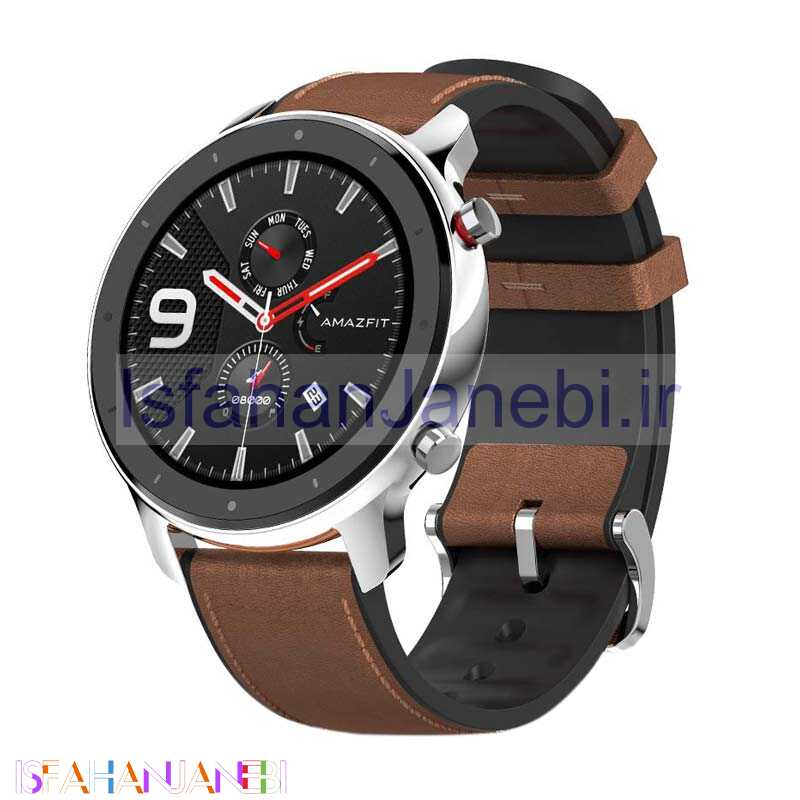 اصفهان جانبی-ساعت هوشمند امیزفیت Amazfit GTR 47mm Stainless steel بند قهوه ای