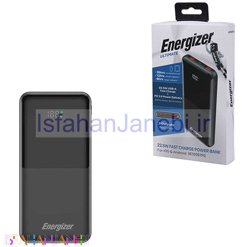 اصفهان جانبی-پاور بانک فست شارژ انرجایزر Ultimate UE10067PQ PD3.0 22.5W ظرفیت 10000 میلی آمپر ساعت