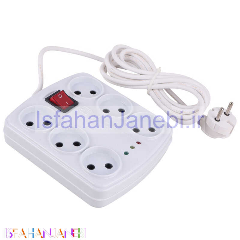 اصفهان جانبی-محافظ برق کامپیوتر و صوتی تصویری 6 خانه تیراژه S5000 با کابل 3 متری