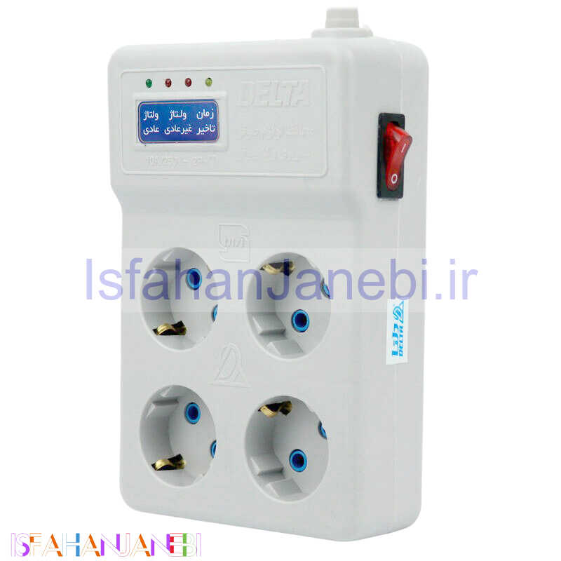 اصفهان جانبی-محافظ برق صوتی تصویری 4 خانه ارت دار دلتا با کابل 3 متری Delta D102