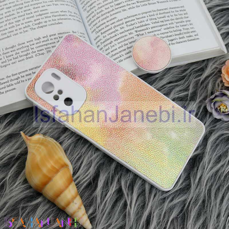 اصفهان جانبی-قاب چرمی هولوگرامی پاپ سوکت دار Xiaomi Poco F3 سفید