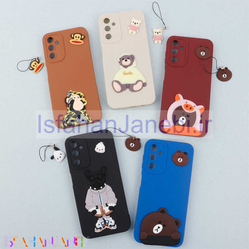 اصفهان جانبی-قاب عروسکی برجسته محافظ لنزدار Samsung Galaxy A14 4G / A14 5G + آویز