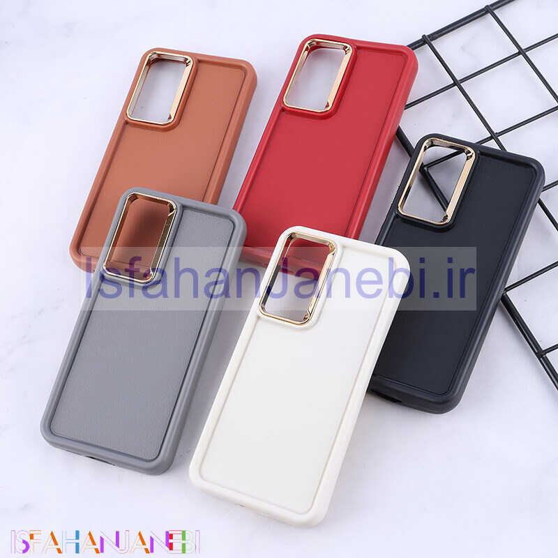 اصفهان جانبی-قاب سولید چرمی سامسونگ Galaxy A55 دور محافظ متال