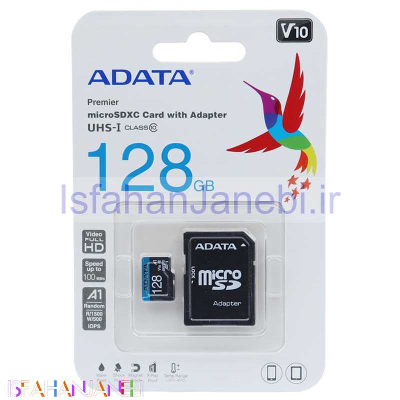 اصفهان جانبی-رم میکرو 128 گیگ ای دیتا ADATA Premier AP V10 U1 100MB/s + خشاب