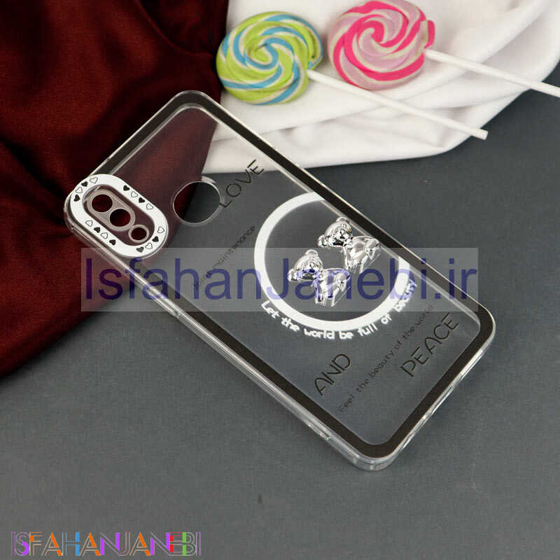 اصفهان جانبی-قاب عروسکی خرس نقره ای محافظ لنزدار Samsung Galaxy A10s