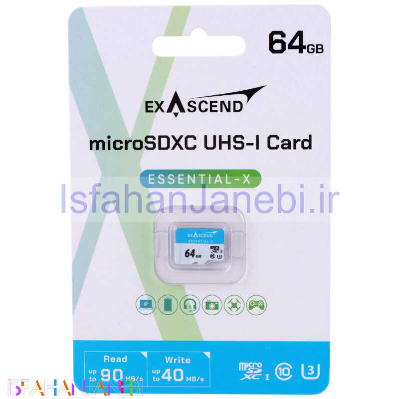 اصفهان جانبی-رم میکرو 64 گیگ اگزاسند ExAscend Essential-X U3 C10 90MB/s