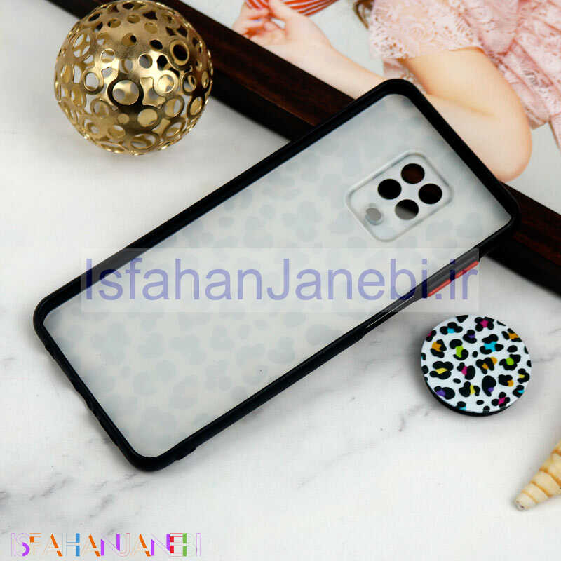 اصفهان جانبی-قاب PC محافظ لنز دار طرح پلنگی + پاپ سوکت Xiaomi Redmi Note 9s / Note 9 Pro
