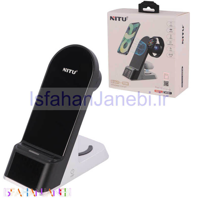 اصفهان جانبی-شارژر بی سیم فست شارژ و استند رومیزی Nitu NT201 15W