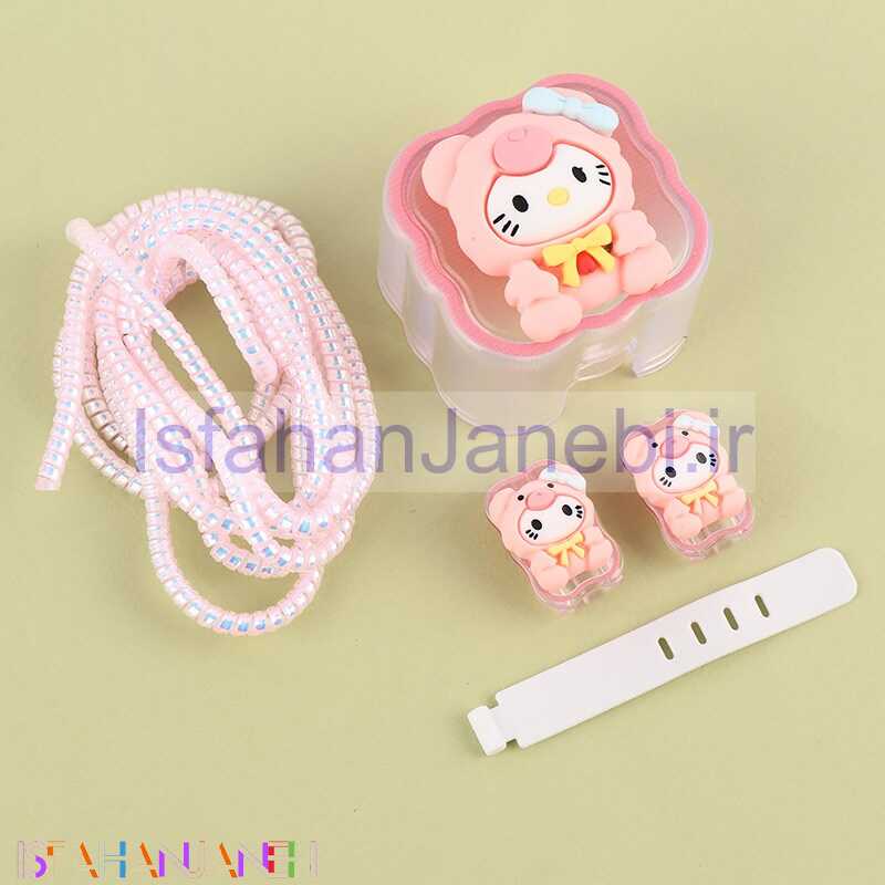 اصفهان جانبی-ست محافظ کابل و کلگی شارژر آیفون طرح Kitty کد 1