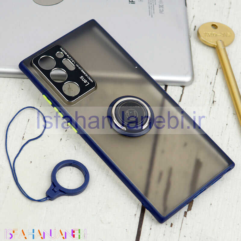 اصفهان جانبی-قاب مات محافظ لنزدار فلزی + هولدر و آویز حلقه ای Samsung Galaxy Note 20 Ultra