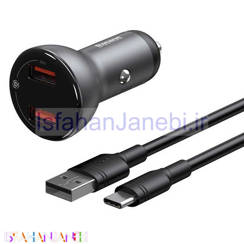 اصفهان جانبی-شارژر فندکی فست شارژ Baseus TZCCBX-B0G 5A PD 45W + کابل Type-C