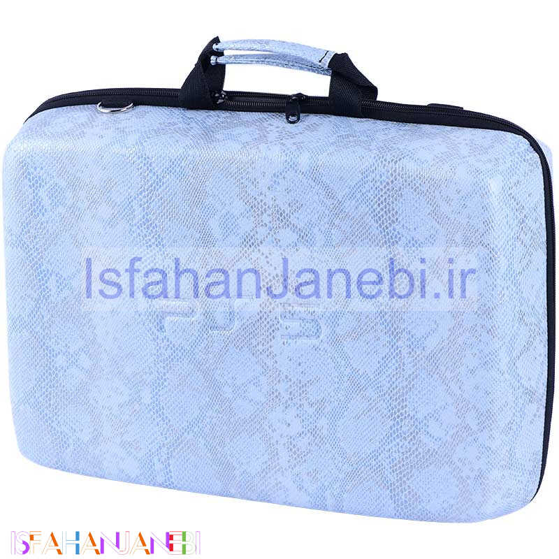 اصفهان جانبی-کیف کنسول بازی PS5 چرمی پوست ماری آبی نقره ای