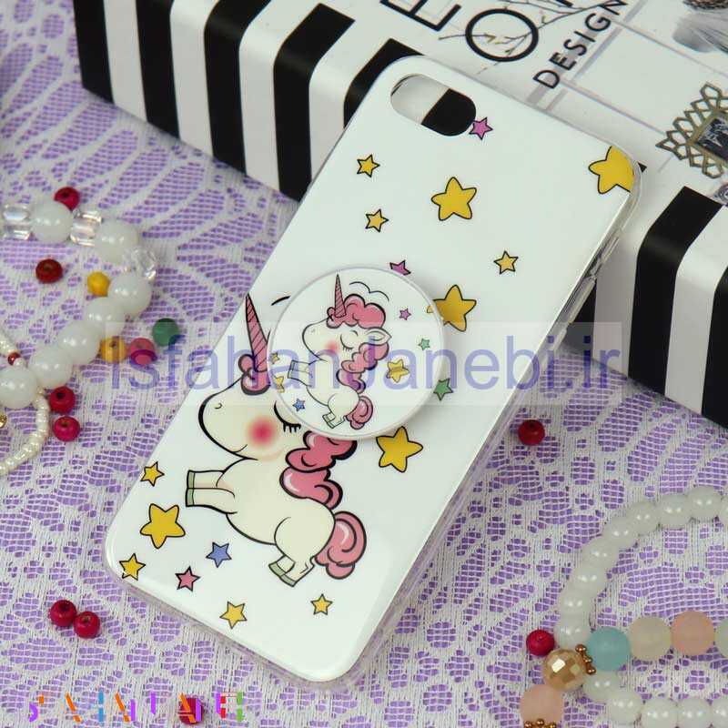 اصفهان جانبی-قاب سوپر IMD دور شفاف پاپ سوکت دار iPhone 7/8 یونیکورن